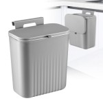 9L Kitchen Trash Can, Foldable Hanging Trash Can with Lid, Food Waste Bin